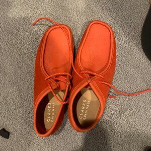 Clarks Original Wallabee "Red Combi" Suede Orange Boots Men US 10 M